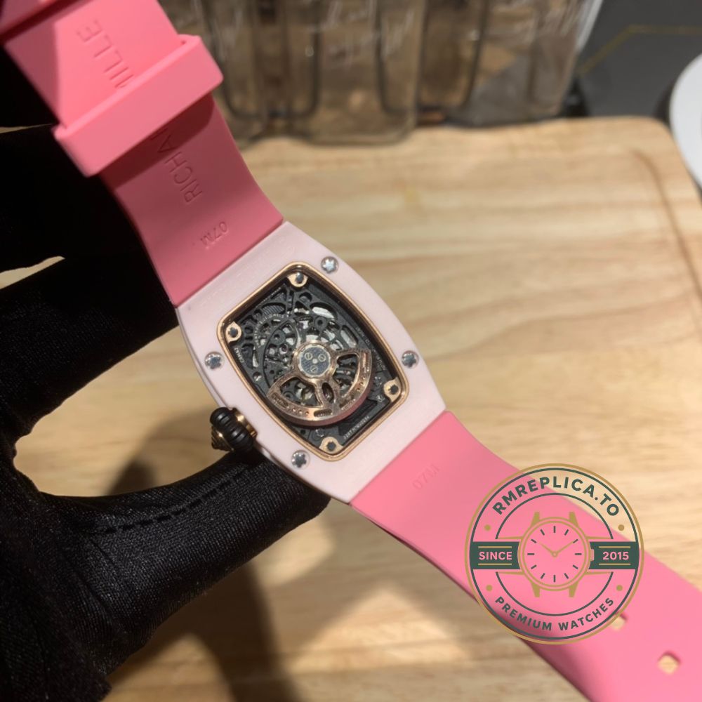 Richard Mille clone RM 07-01 caseback movement view with automatic tourbillon-style movement – richard mille clone