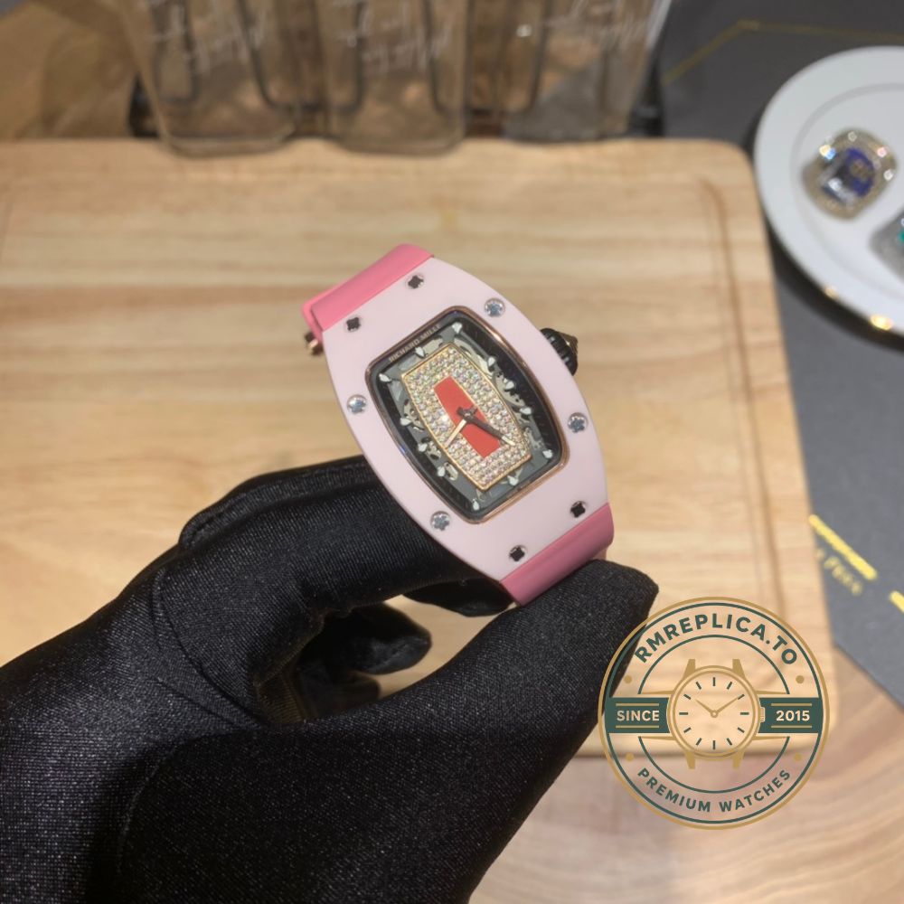 Richard Mille replicas RM 07-01 pink rubber strap detail – richard mille replicas
