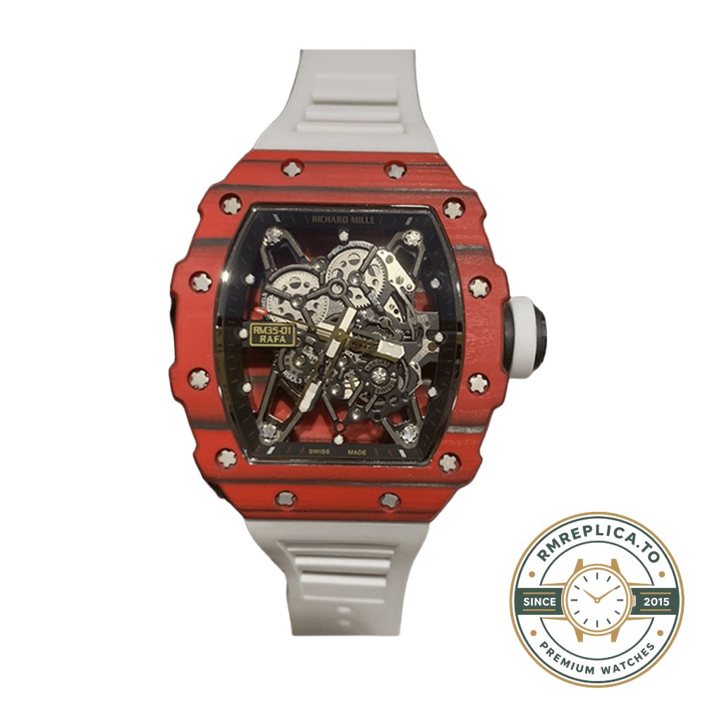 Richard Mille replicas RM 35-01 Rafael Nadal red case caseback view with exhibition back – richard mille replicas