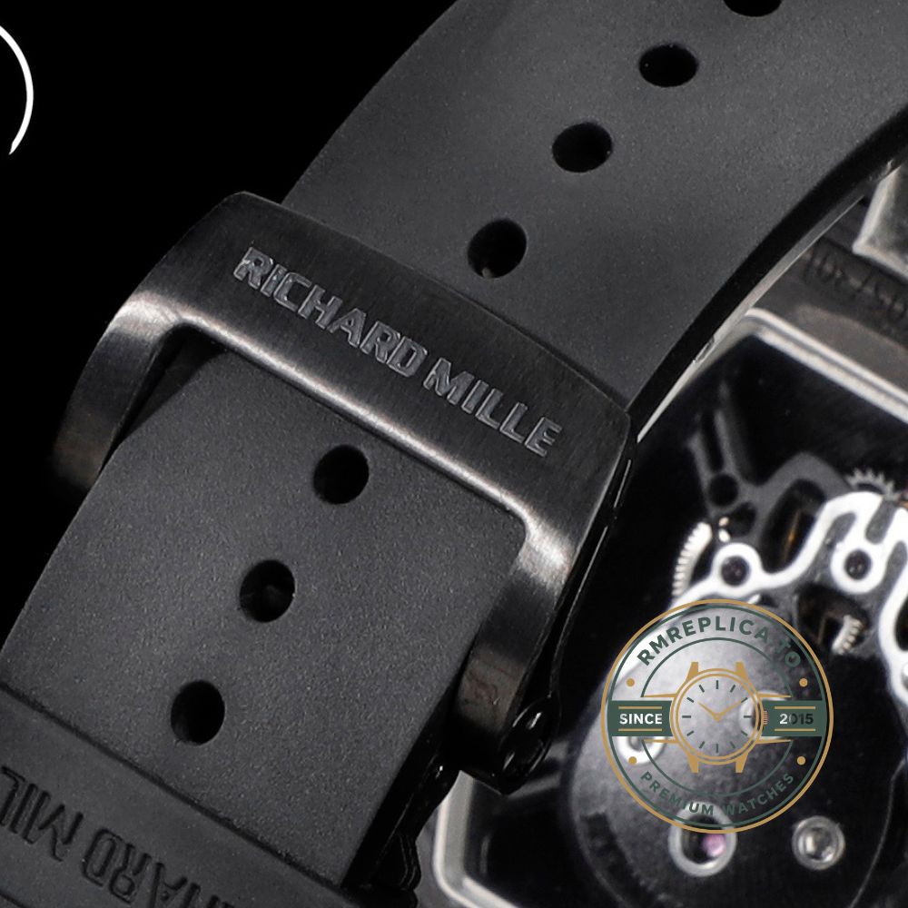 Richard Mille RM52-01 carbon fiber camouflage case black rubber strap skull tourbillon dial front view – richard mille replica