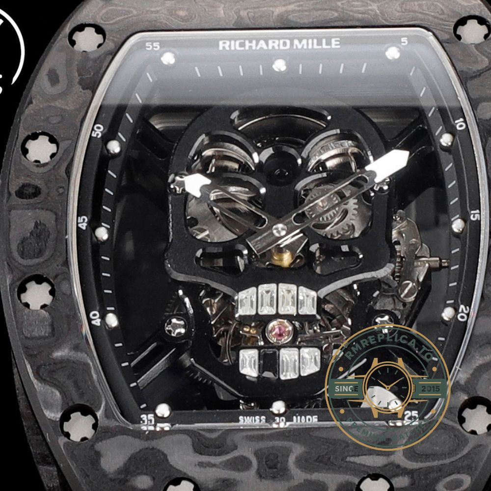 Richard Mille RM52-01 carbon fiber camouflage case black rubber strap case side structure detail view – richard mille replicas