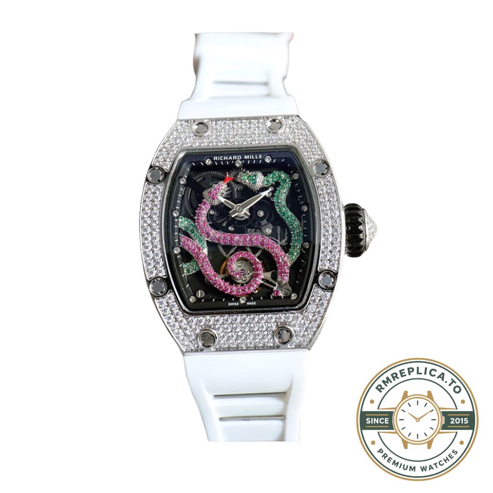 Replica Richard Mille RM 026 Serpent luxury tourbillon watch with diamond white gold case and double serpent design main image – richard mille replica