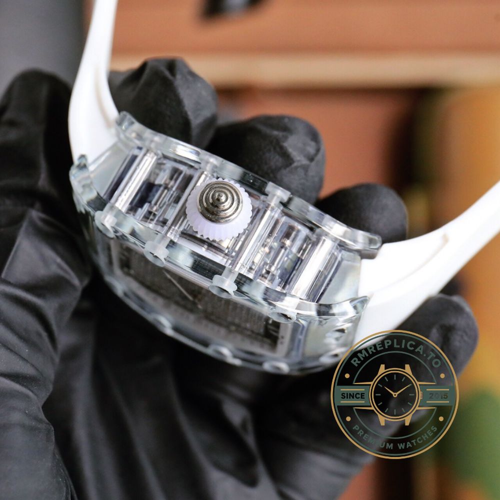 Super clone Richard Mille RM 07-02 replica diamond pavé dial sapphire crystal case women's watch front view – richard mille replica
