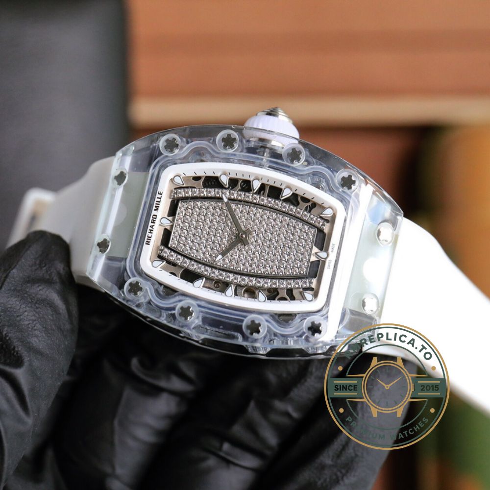 Replica Richard Mille watch RM 07-02 transparent sapphire crystal case side view – replica richard mille watch