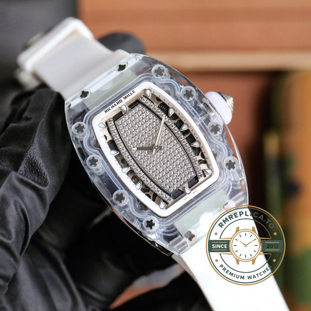 Richard Mille clone RM 07-02 automatic movement detail with diamond pavé dial – richard mille clone