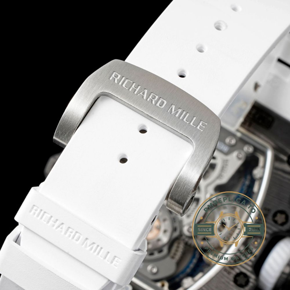 Richard Mille RM 21-01 Aerodyne tourbillon super clone white rubber strap white black case tilted full view – richard mille super clone