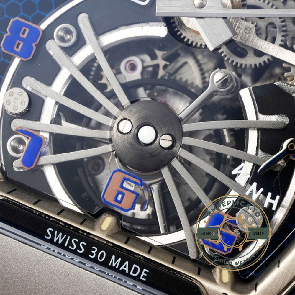 Richard Mille swiss replicas RM 21-01 Aerodyne tourbillon white rubber strap buckle detail – richard mille swiss replicas
