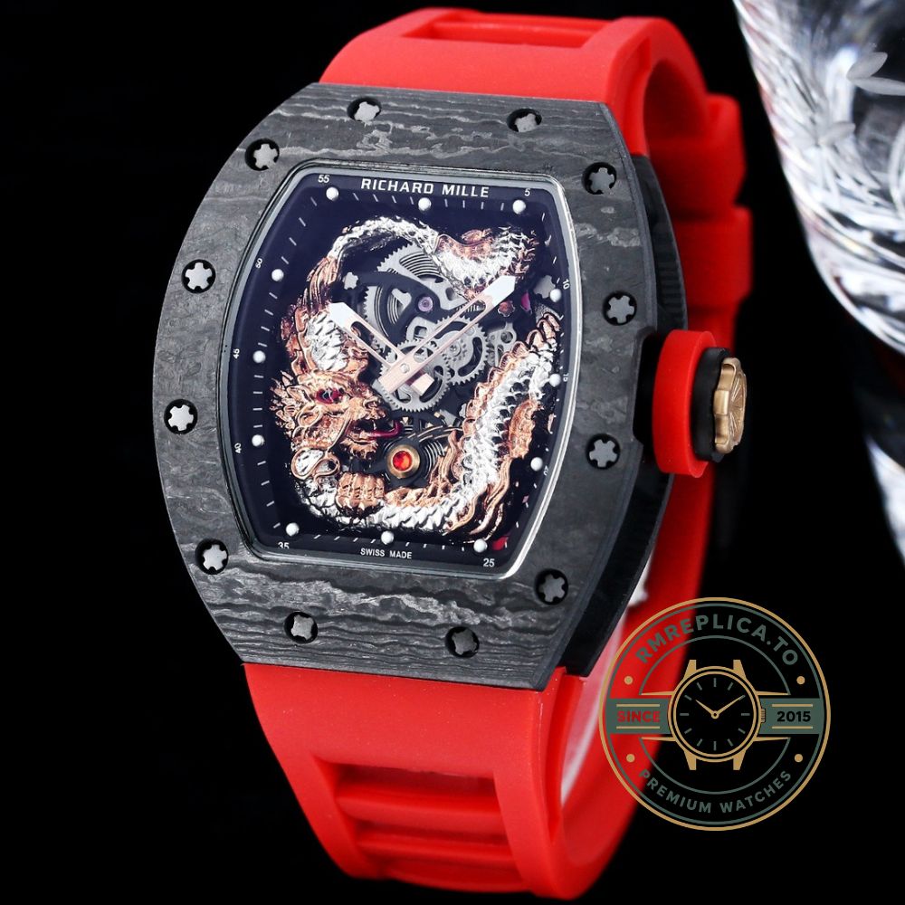 Replica Richard Mille watch RM 57-03 Dragon movement detail showing Swiss skeletonized mechanics – replica richard mille watch