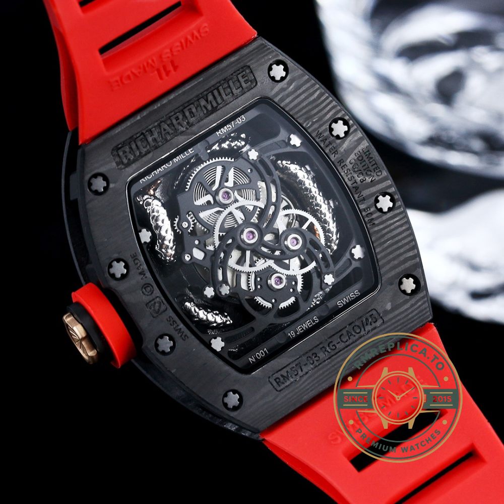Best Richard Mille replica RM 57-03 Dragon caseback movement view with exhibition back – best richard mille replica