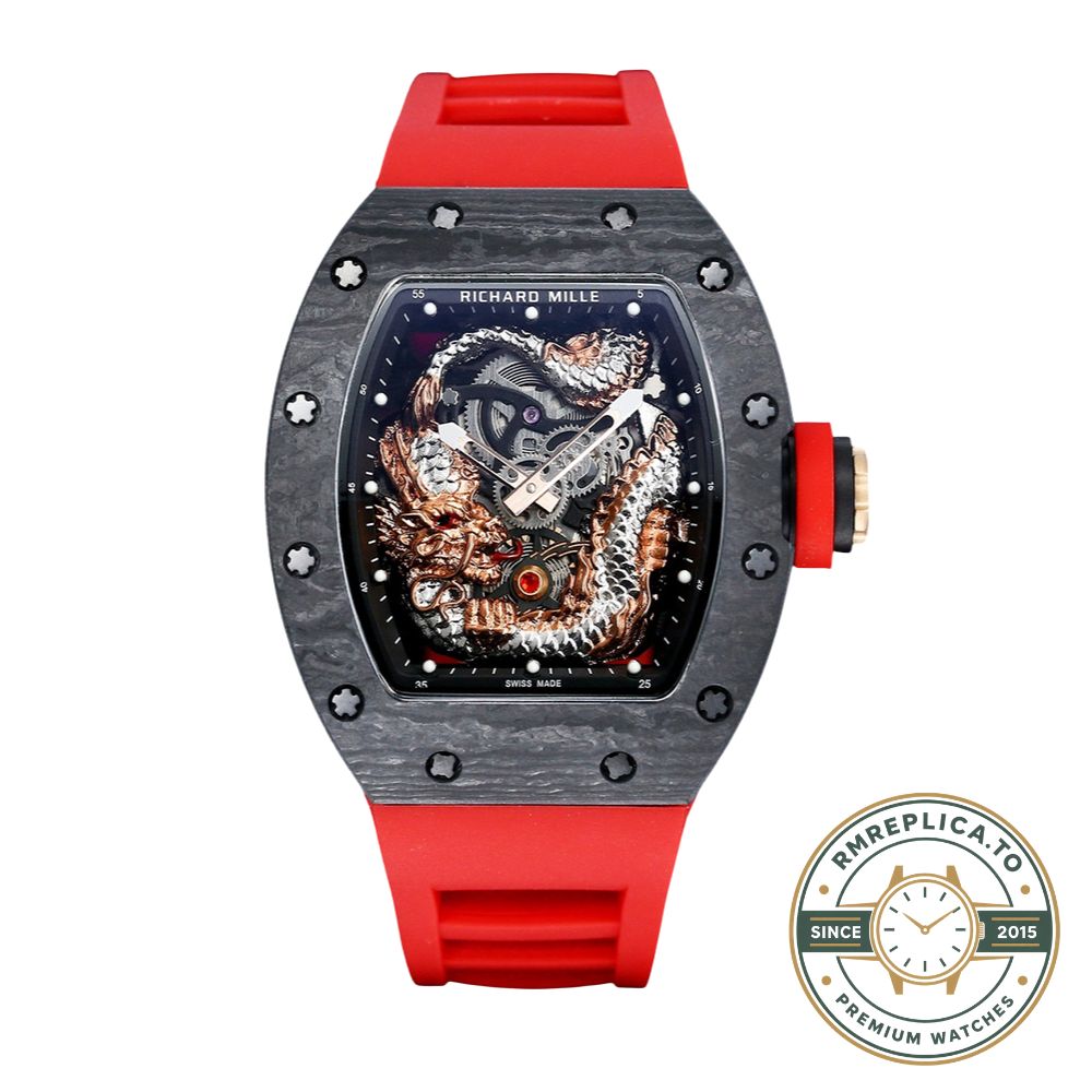 Richard Mille replicas RM 57-03 Dragon crown detail on carbon fiber case – richard mille replicas