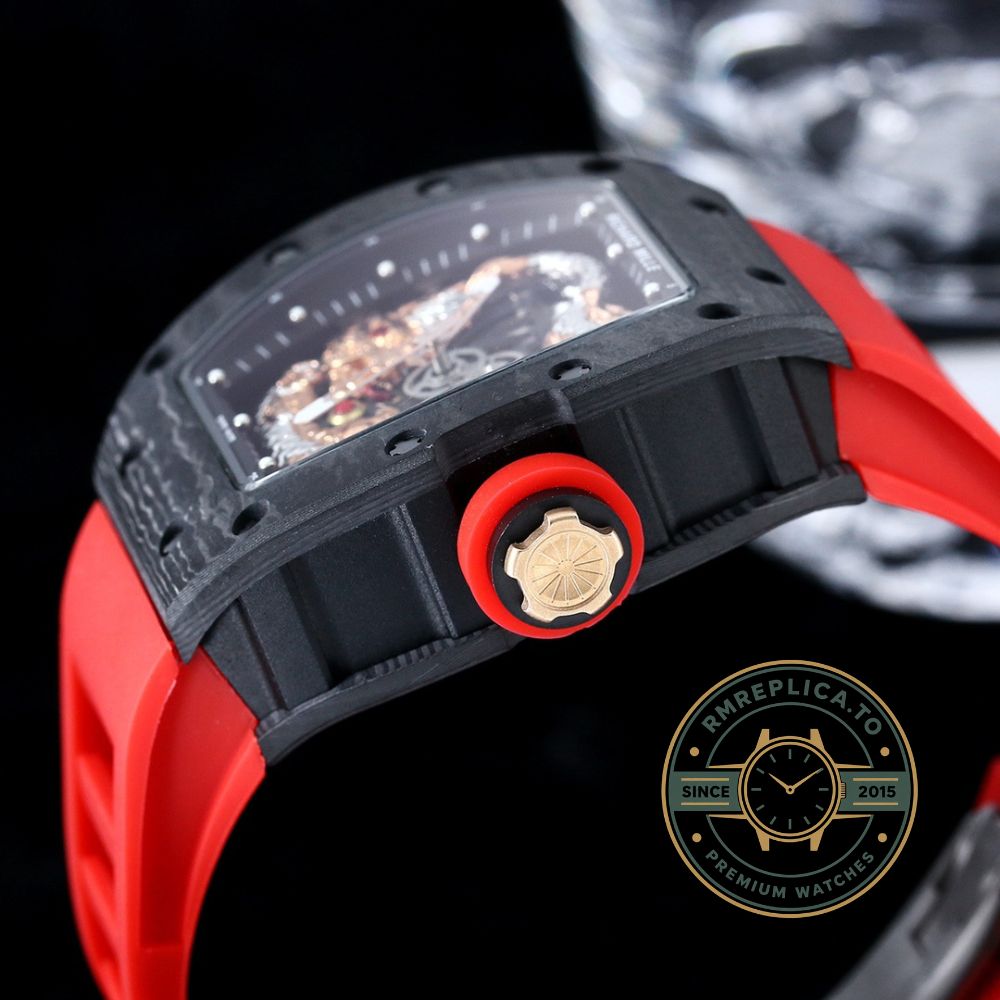 Imitation Richard Mille RM 57-03 Dragon red rubber strap detail – imitation richard mille