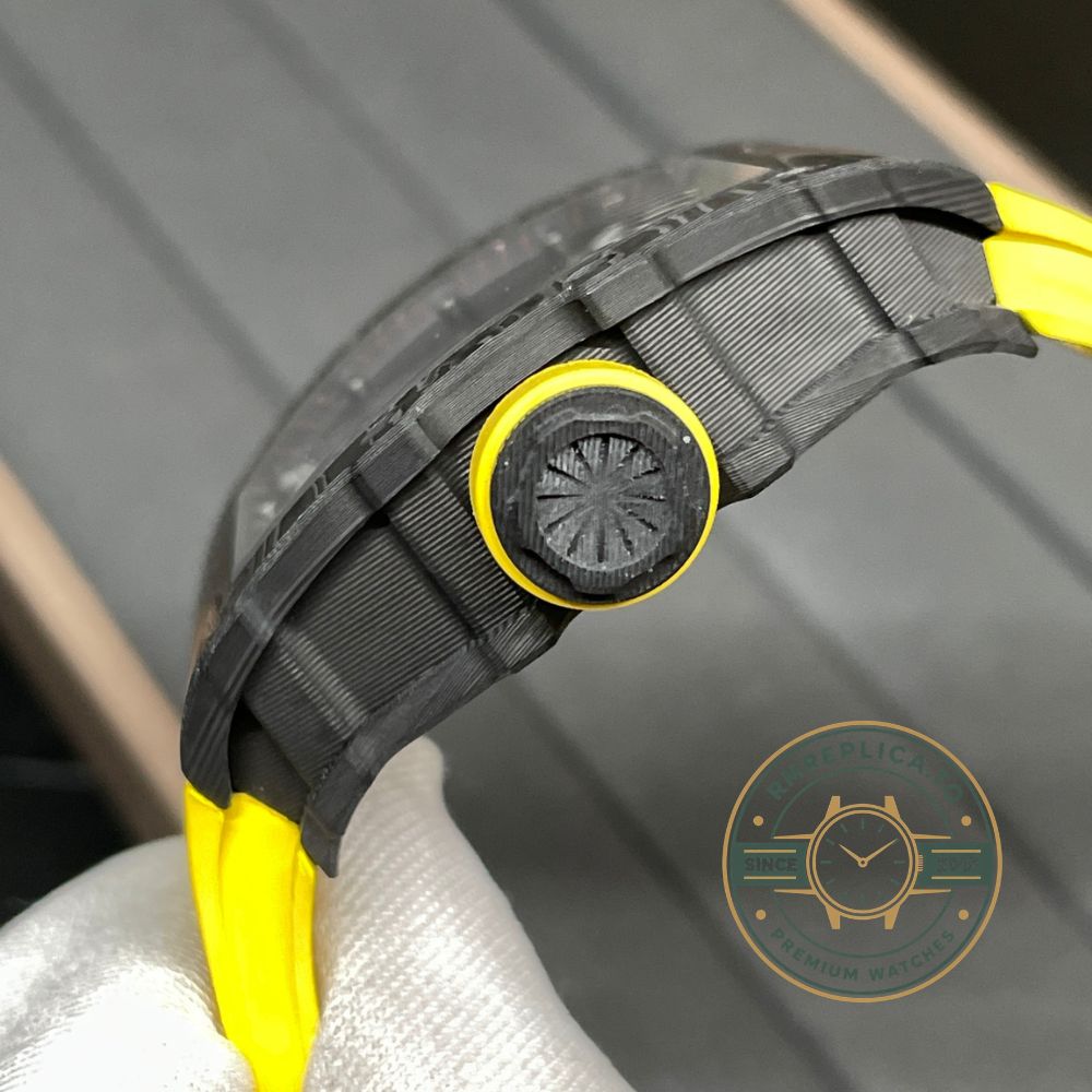 Imitation Richard Mille RM35-02 yellow rubber strap buckle detail – imitation richard mille