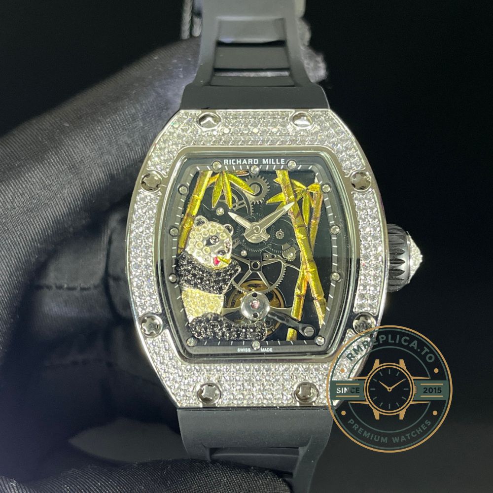 Best Richard Mille replica RM 26-01 Panda Diamond "Diamond Crusher" dial detail 4 with hand-carved panda – best richard mille replica
