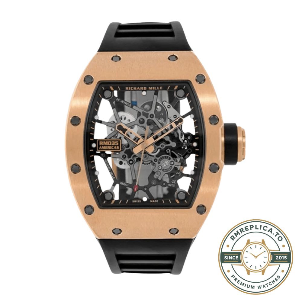 Super Clone Richard Mille RM035 Americas Rose Gold Replica Luxury Skeleton Sports Watch main image – richard mille replica