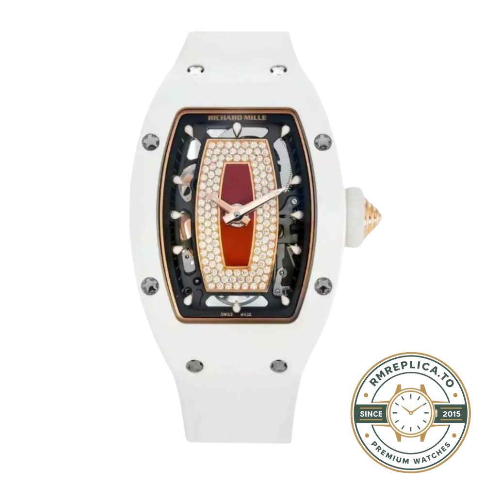 Replica Richard Mille RM 07-01 White Ceramic Diamond Pavé Red Lips Women's Automatic main image – richard mille replica