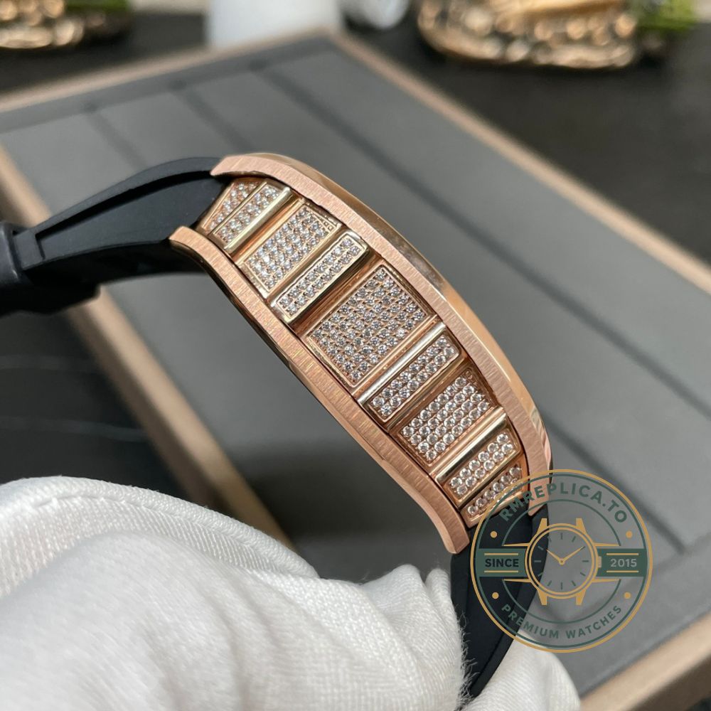 Richard Mille clone RM 51-01 Tiger and Dragon tourbillon movement detail showing skeletonized gears – richard mille clone