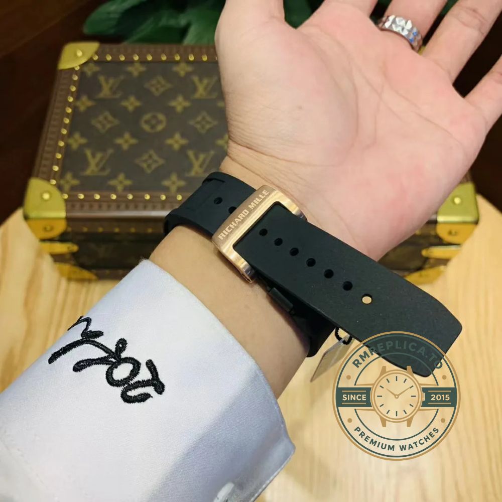 Replica Richard Mille watch RM 023 right view with rose gold diamond-set case – replica richard mille watch