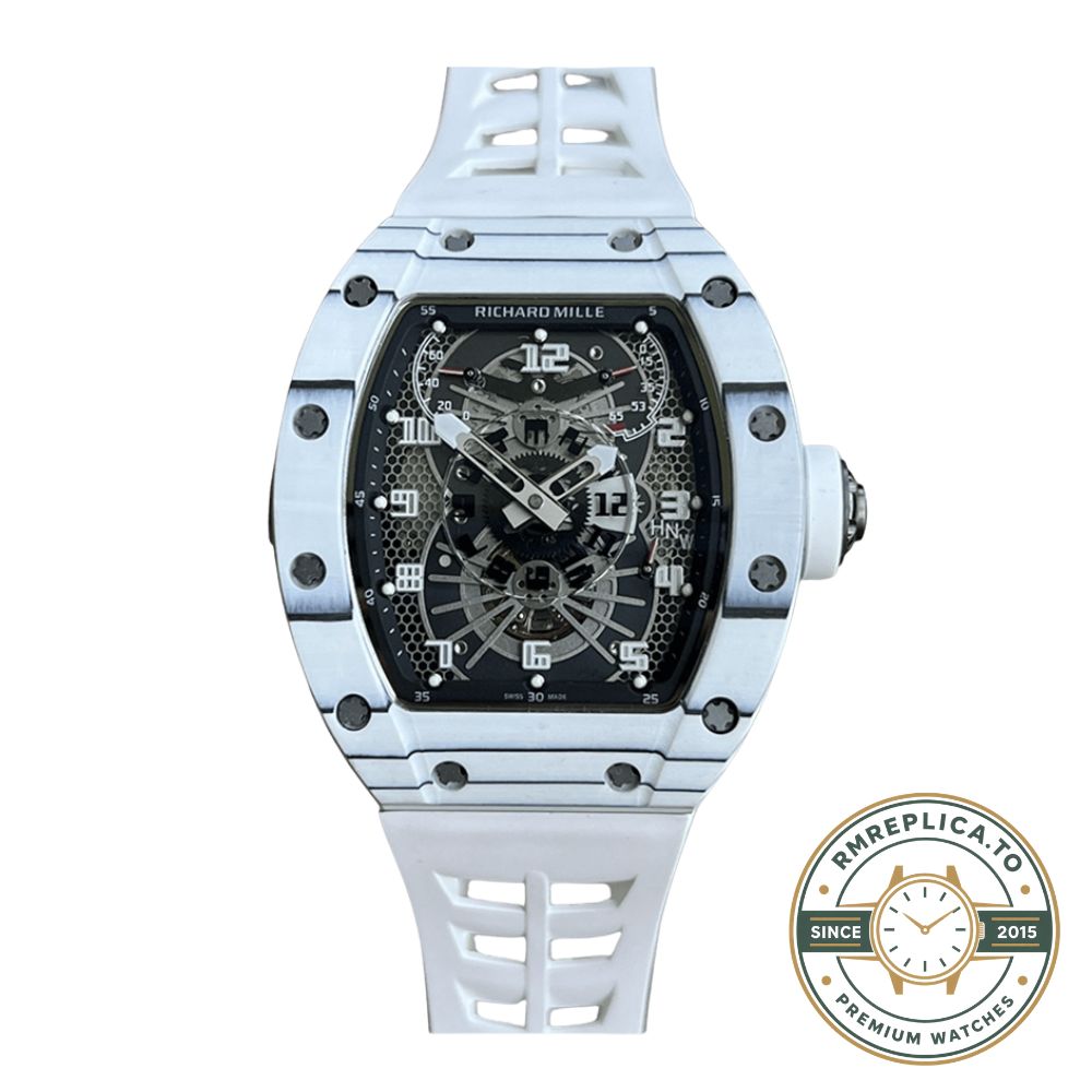 Best Richard Mille replica RM 022 caseback view showing tourbillon movement – best richard mille replica