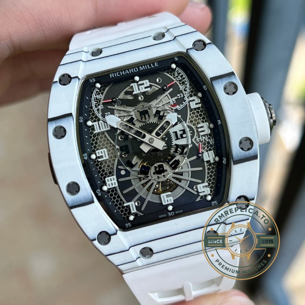 Richard Mille replicas RM 022 crown detail on carbon fiber case – richard mille replicas