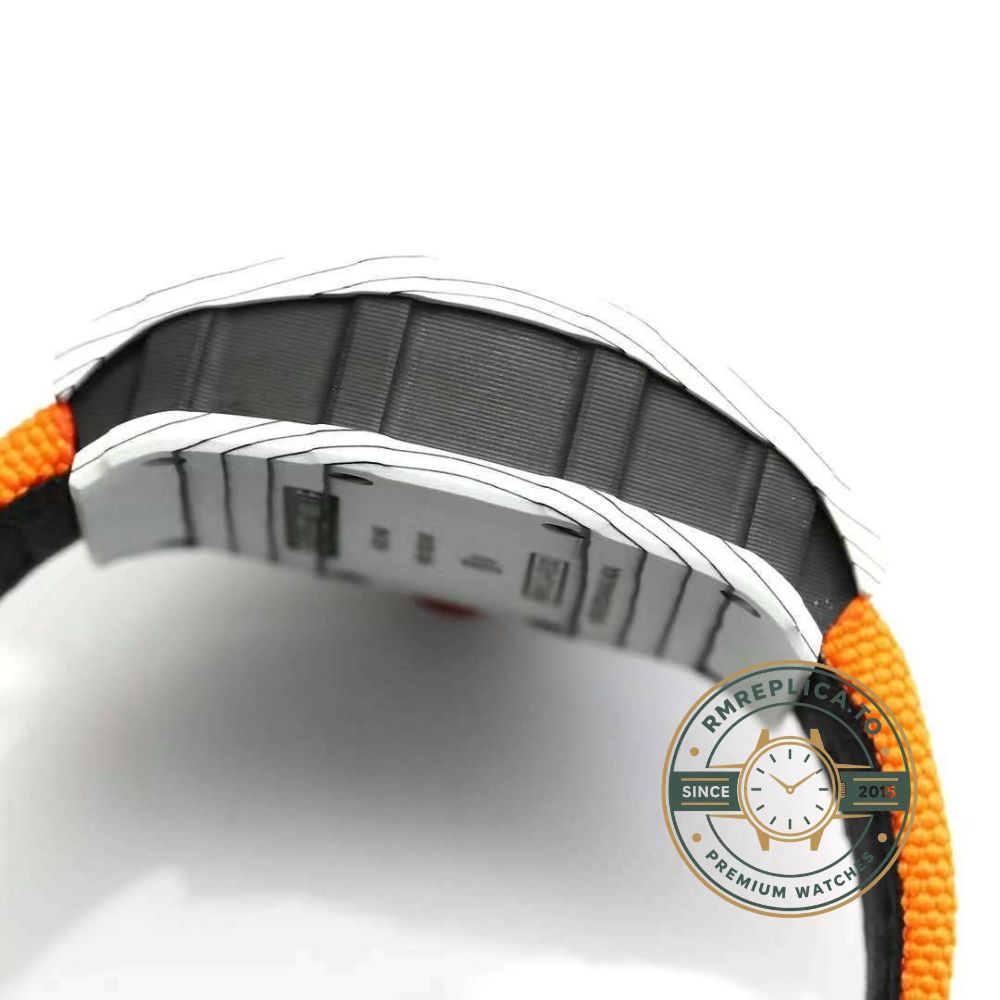 Richard Mille RM35-01 Rafael Nadal super clone white NTPT carbon case orange strap straight front detail – richard mille super clone