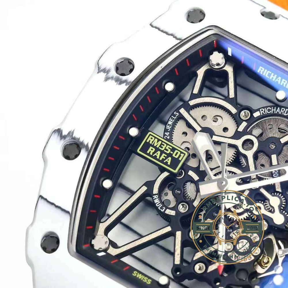 Richard Mille replicas RM35-01 Rafael Nadal white NTPT carbon case side profile detail – richard mille replicas