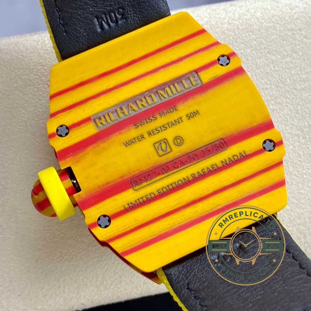 Richard Mille clone RM27-03 Rafael Nadal Tourbillon carbon fiber full watch display front view – richard mille clone