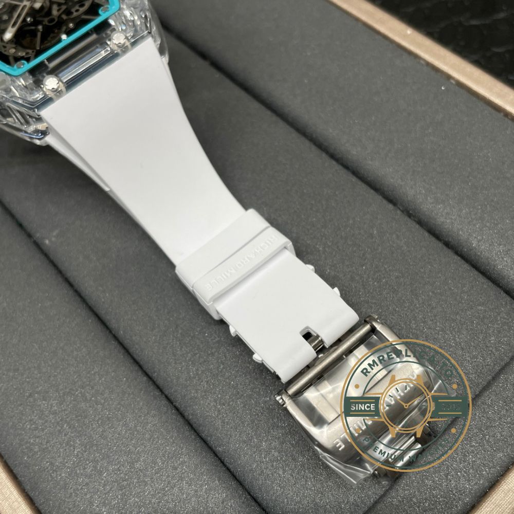 Richard Mille swiss replicas RM 35-01 Rafael Nadal white rubber strap detail – richard mille swiss replicas
