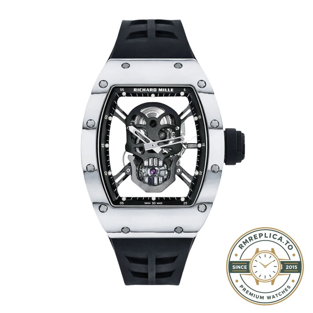 Richard Mille replicas RM52-01 black rubber strap detail with white carbon TPT case – richard mille replicas