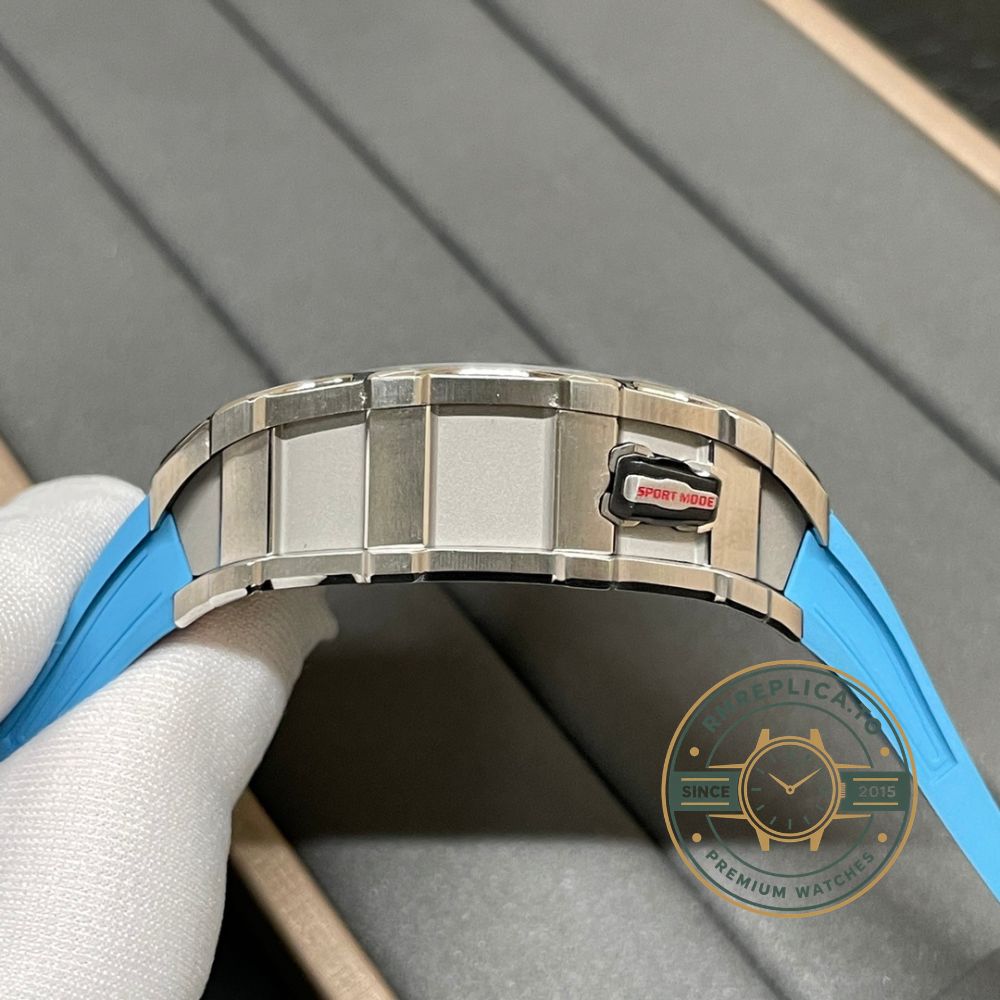 Luxury replica Richard Mille RM 35-03 Rafael Nadal skeleton dial blue strap watch for men front view – richard mille replica