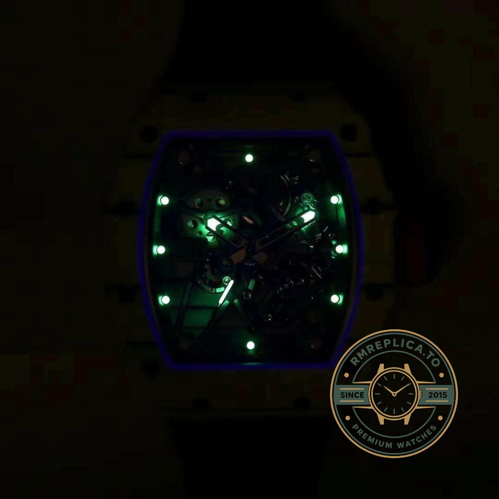 Fake Richard Mille RM35-01 Rafael Nadal skeleton dial detail with black and red racetrack accents and RM35-01 RAFA marking – fake richard mille