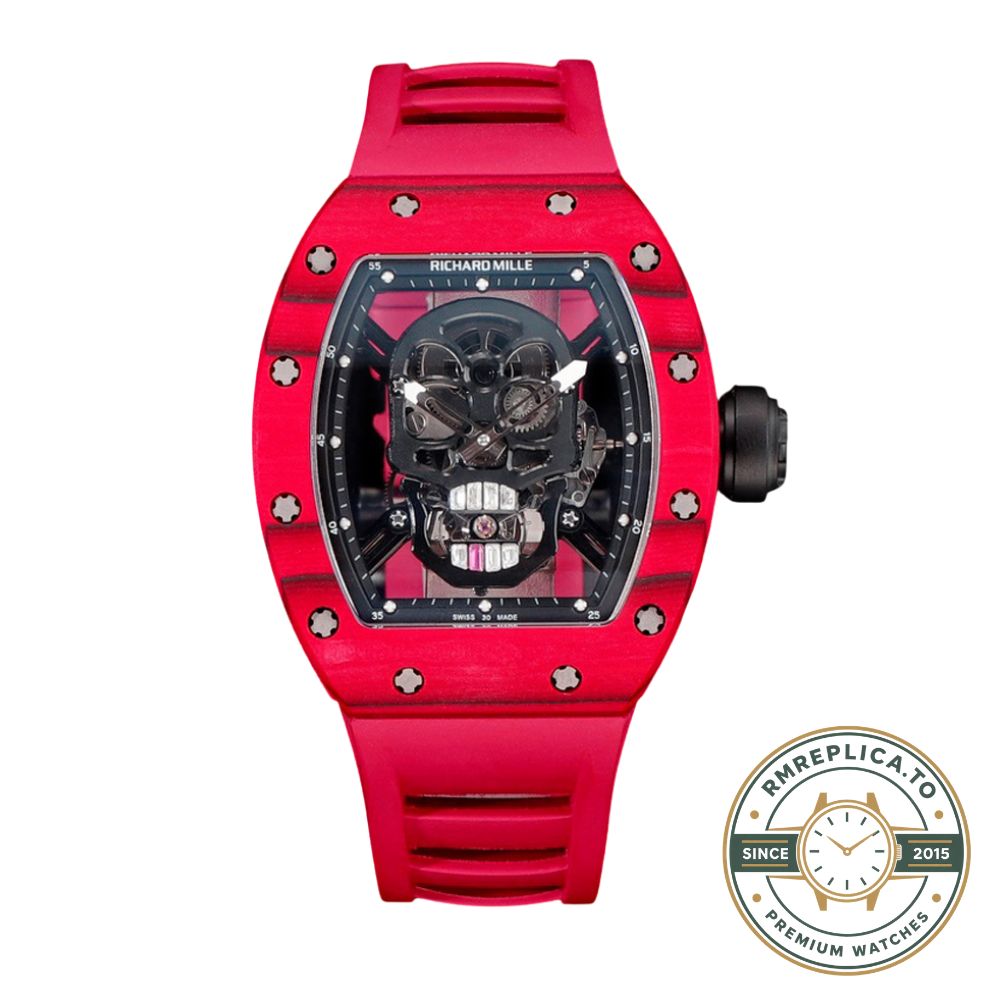 Richard Mille RM52-01 red case red rubber strap case side crown detail view – richard mille replicas