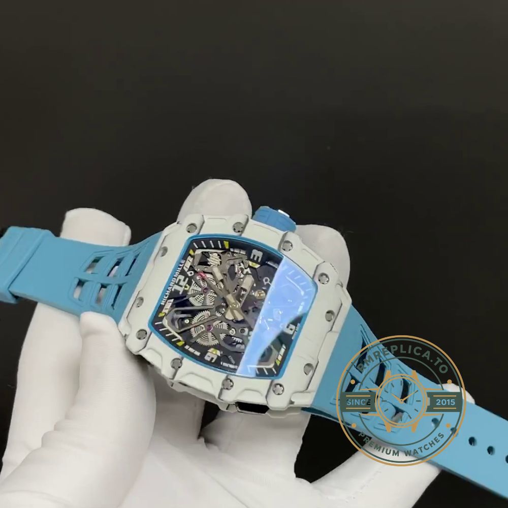 Fake Richard Mille RM 35-03 Rafael Nadal skeleton dial detail with Arabic numerals at 3, 6, 9, 12 – fake richard mille