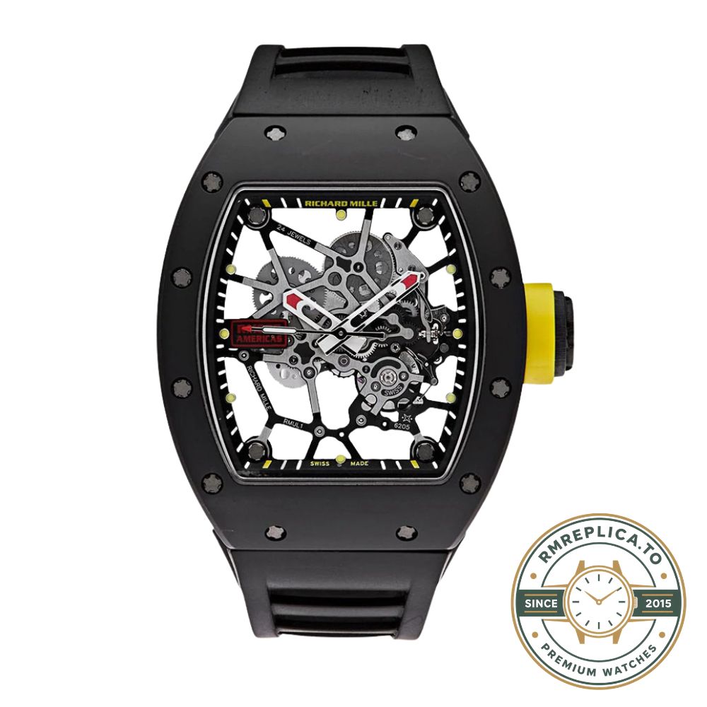 Best Richard Mille replica RM 035 Rafael Nadal Americas side profile with carbon fiber case – best richard mille replica