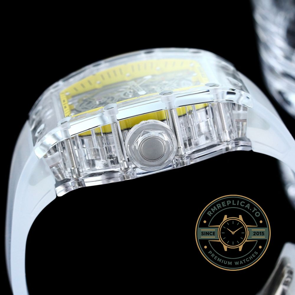 Best Richard Mille replica RM56-01 transparent rubber strap folding clasp detail – best richard mille replica