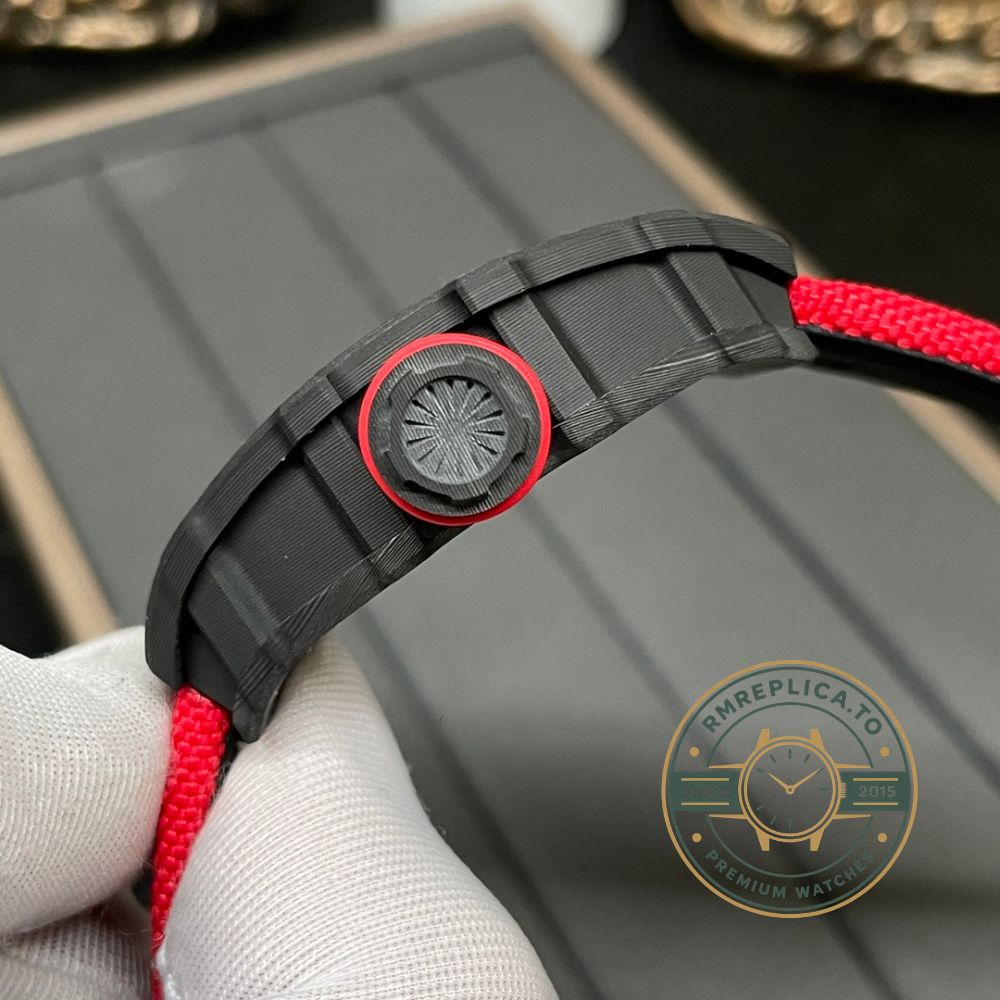 Richard Mille RM 35-01 Rafael Nadal super clone angled view with NTPT carbon case and skeleton dial – richard mille super clone
