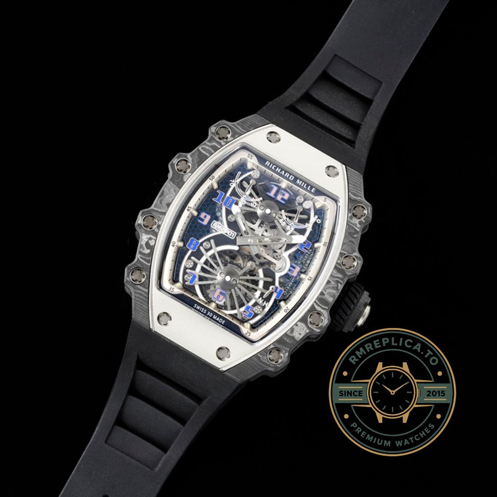 Swiss Richard Mille RM 21-01 Tourbillon Aerodyne replica watch for men with high-end skeleton dial front view – richard mille replica