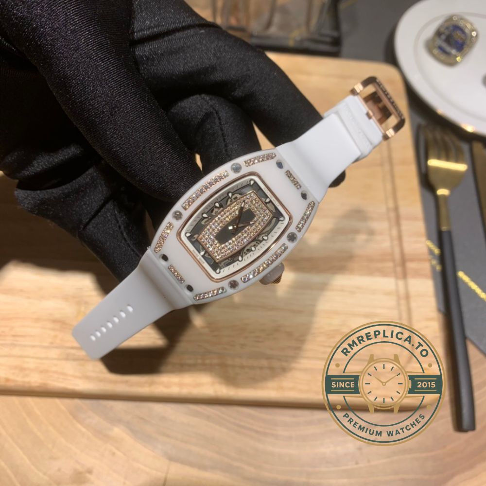 Richard Mille swiss replicas RM 07-01 diamond-set bezel and case side detail – richard mille swiss replicas