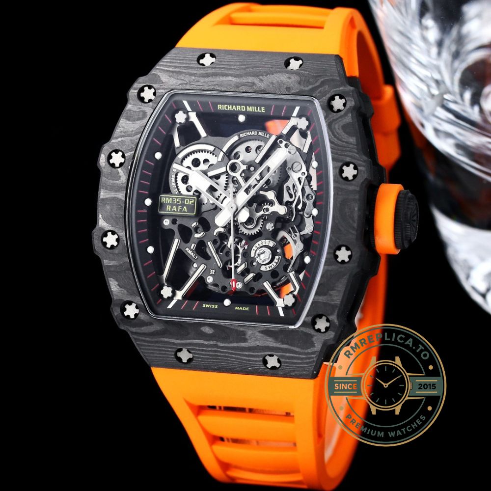 Best Richard Mille replica RM35-02 clasp detail orange rubber strap – best richard mille replica