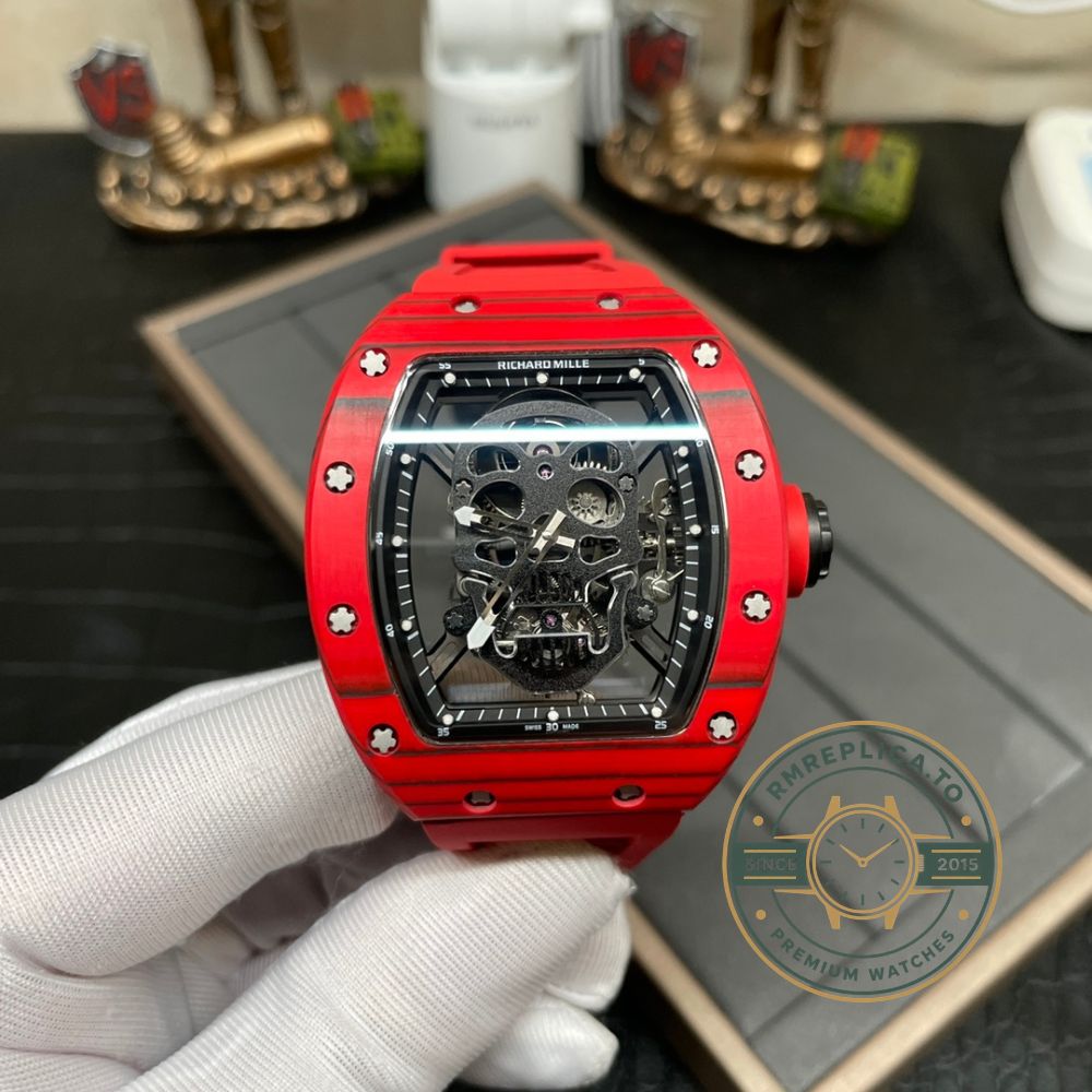 Richard Mille replica for sale RM 52-01 skeleton skull dial on black background – richard mille replica for sale