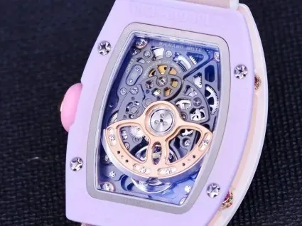 Transparent caseback revealing the precision automatic movement inside the Richard Mille watch replica.