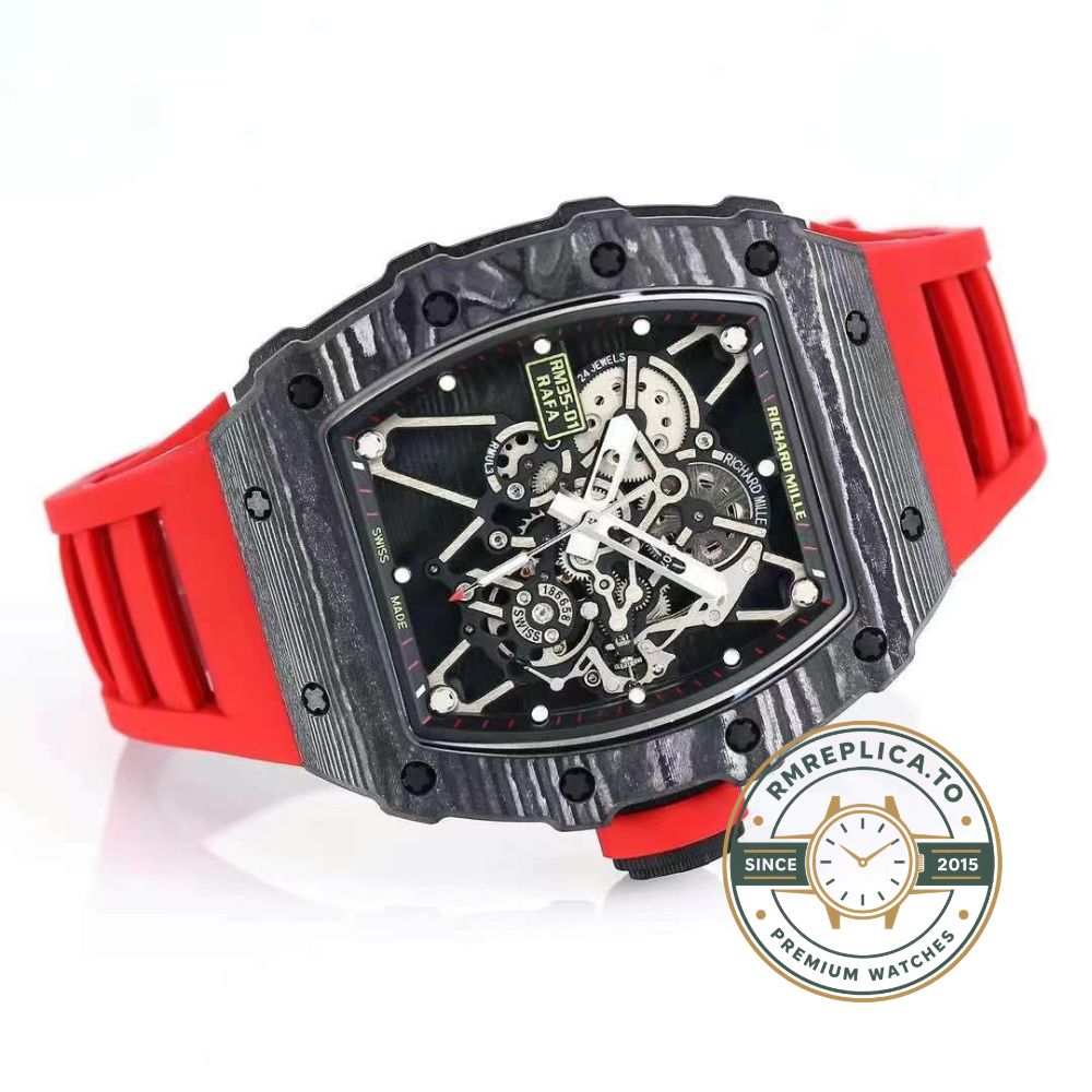 Richard Mille replicas RM 35-01 crown detail on carbon case – richard mille replicas