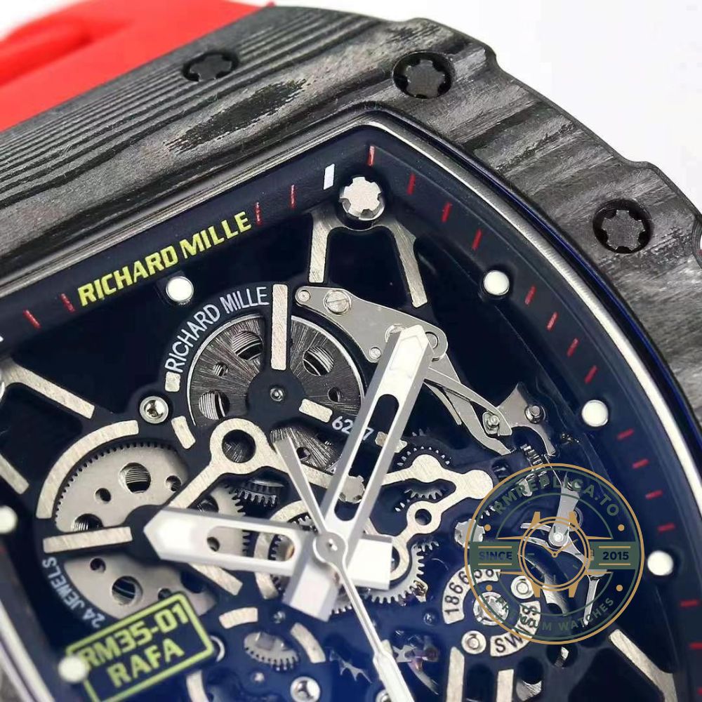 Imitation Richard Mille RM 35-01 red rubber strap detail – imitation richard mille