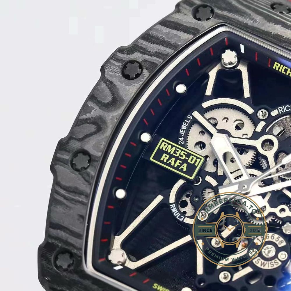 Richard Mille swiss replicas RM 35-01 red rubber strap buckle detail – richard mille swiss replicas