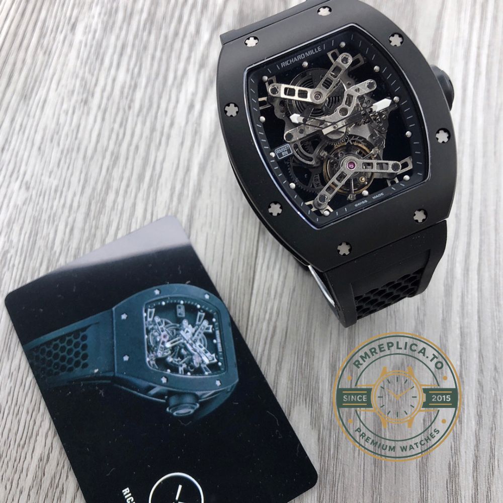 Richard Mille RM 027 Rafael Nadal Tourbillon Carbon Titanium case super clone skeleton dial luxury sports watch front view – richard mille replica