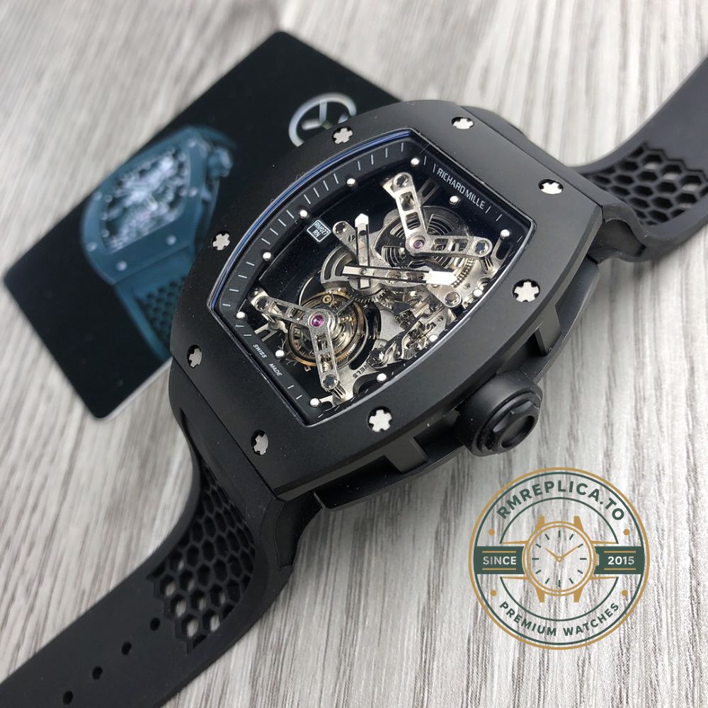 Richard Mille clone RM 027 Rafael Nadal Tourbillon side view with carbon composite and Grade 5 titanium case – richard mille clone