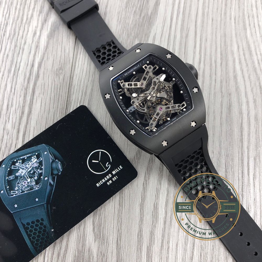 Imitation Richard Mille RM 027 Rafael Nadal Tourbillon black honeycomb rubber strap detail – imitation richard mille