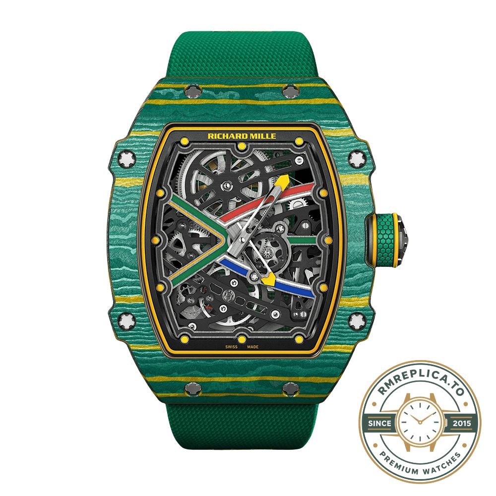 Richard Mille replicas RM 67-02 green elastic fabric strap detail view – richard mille replicas