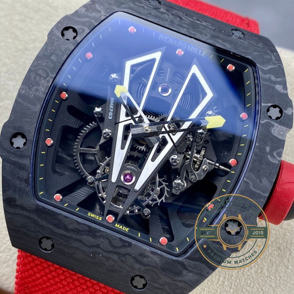Best Richard Mille replica RM 27-03 Rafael Nadal tourbillon caseback movement view – best richard mille replica