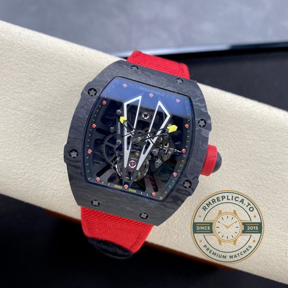 Imitation Richard Mille RM 27-03 Rafael Nadal red nylon Velcro strap detail – imitation richard mille