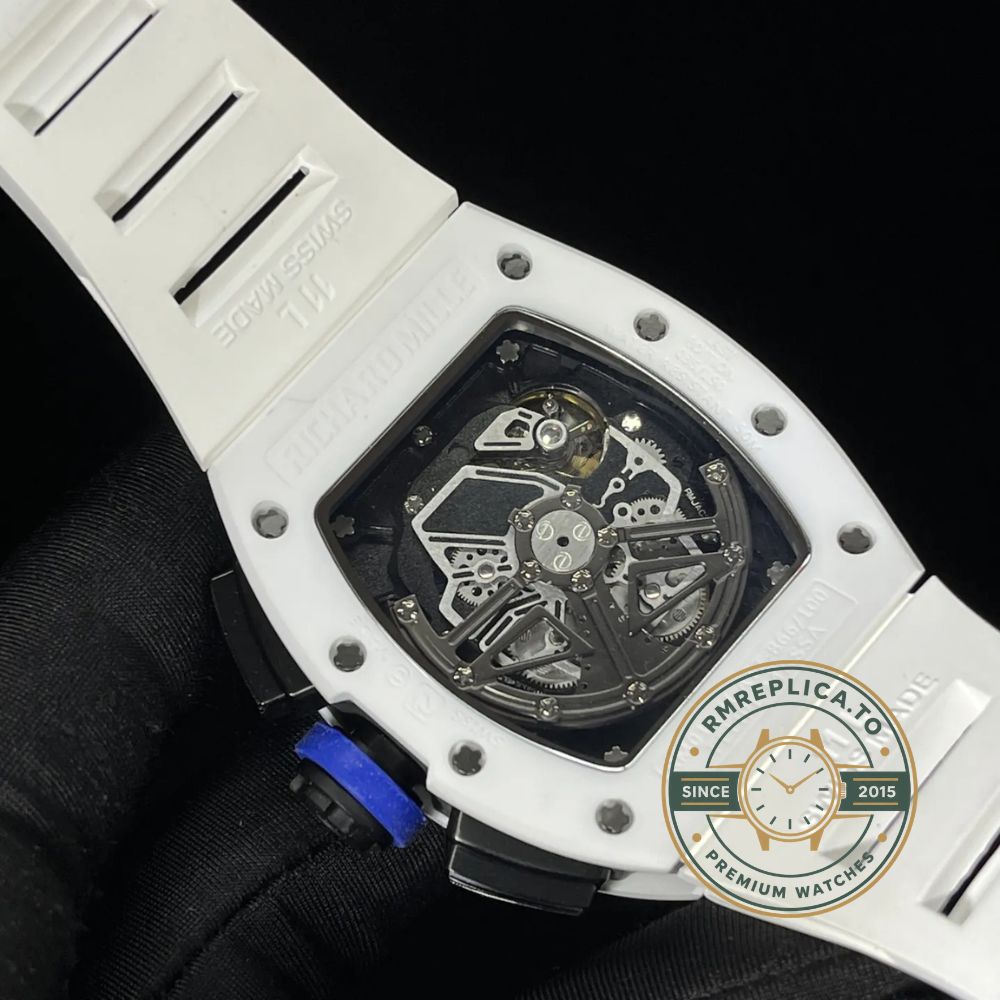 Fake Richard Mille RM 11-02 White Ceramic 7750 Movement Chronograph Super Clone dial detail 1 – fake richard mille